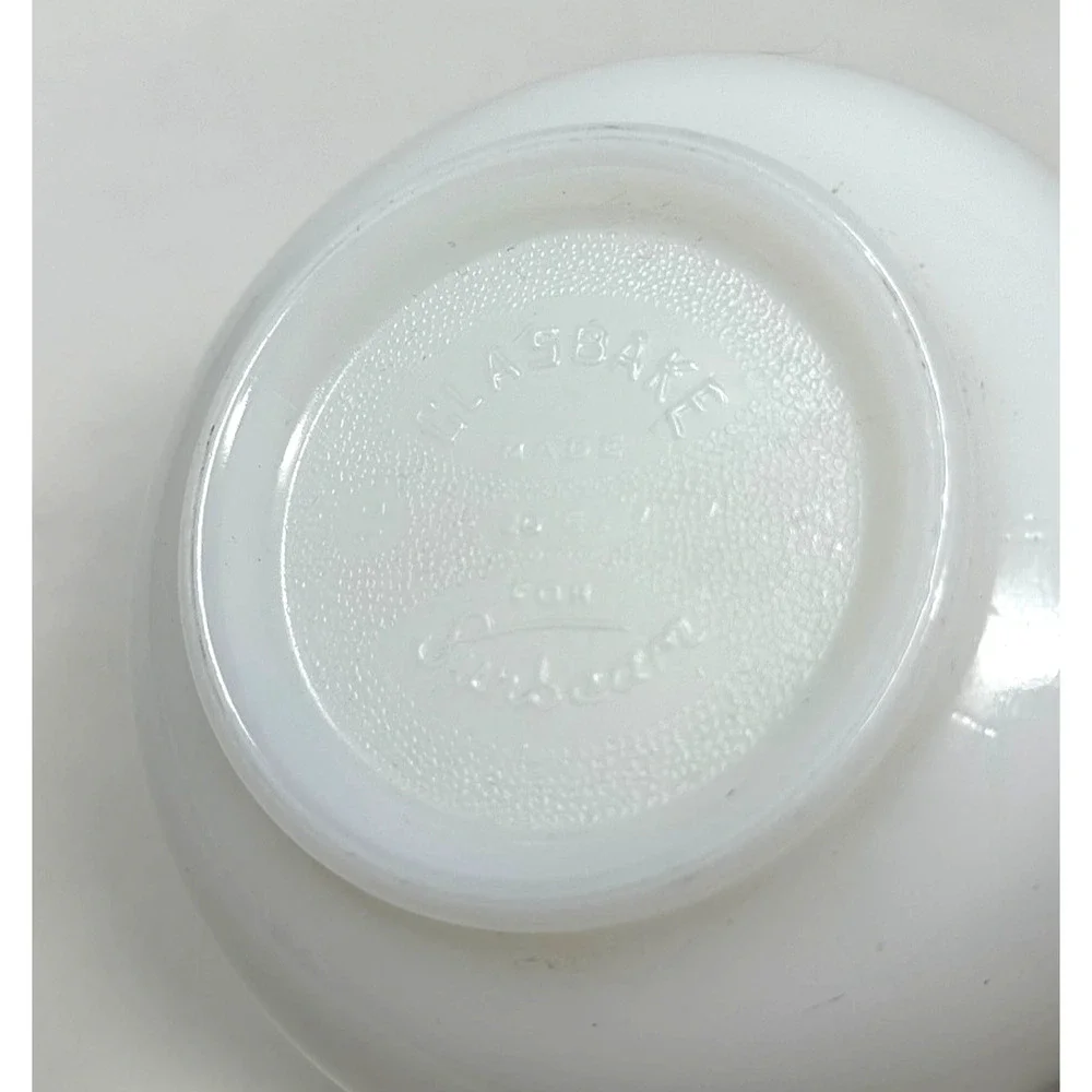 Glasbake for Sunbeam White Milk Glass Mixing Bowl Pour Spout 6.5